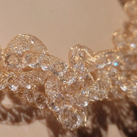 Tan & Crystal Gold Plated Choker - Picture 4 of 7